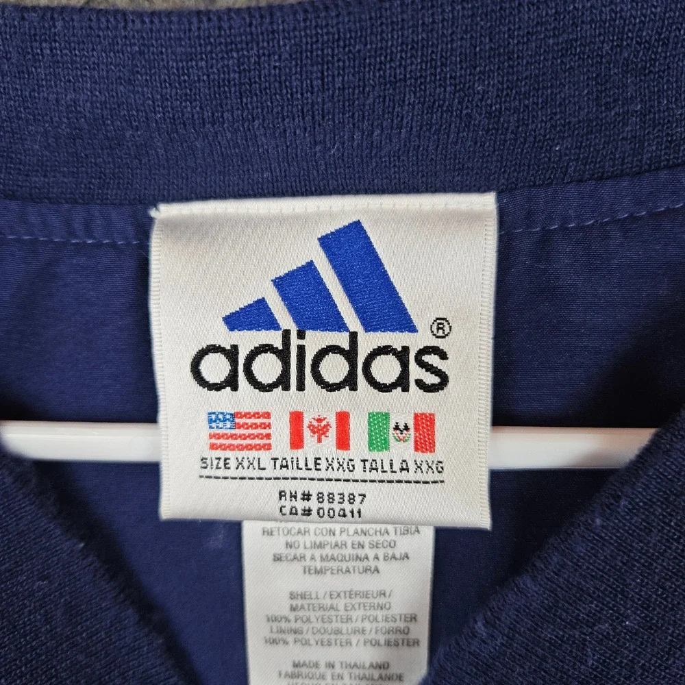 Vintage Adidas Golf Mens XXL Navy Blue V-Neck Wind Vest Pullover